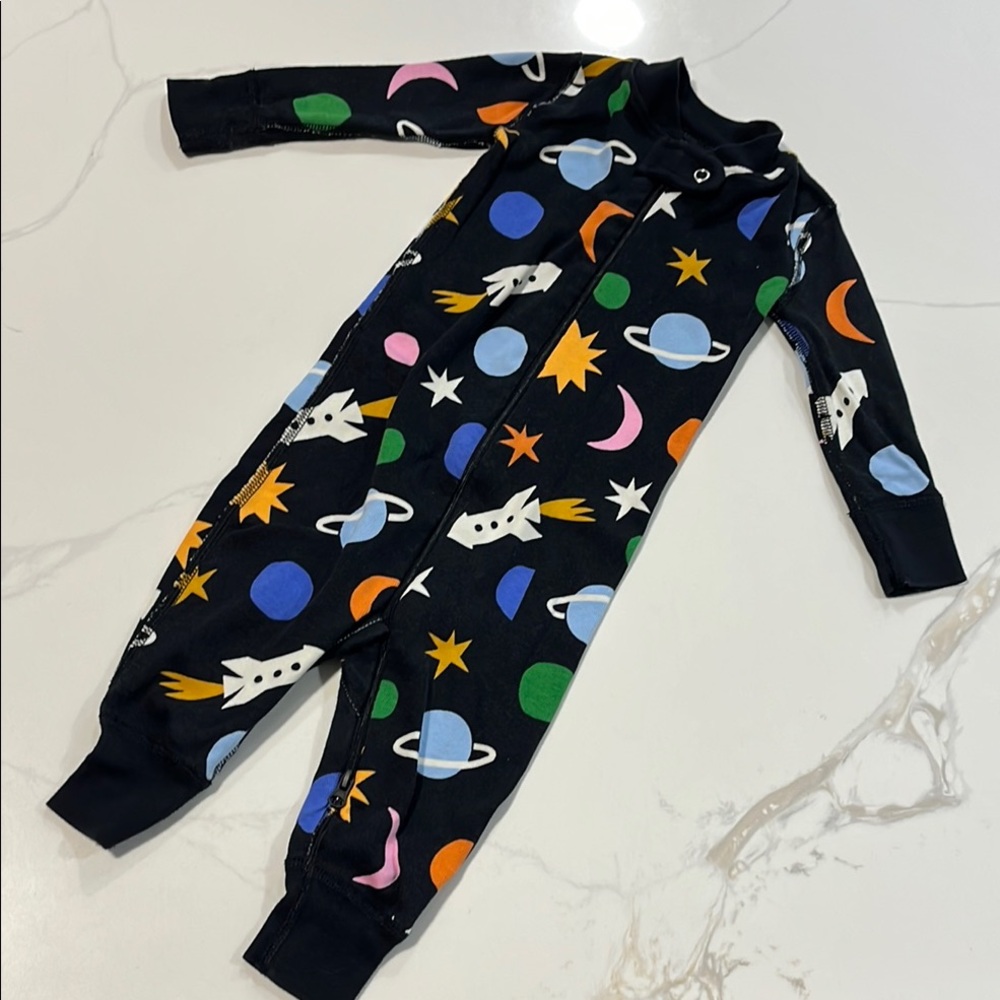 Hanna Anderson Space-Themed Zip Onesie - Size 6-12 month